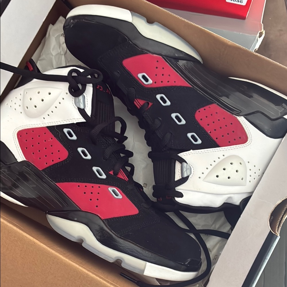 Red and Black High-Top Sneakers